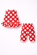 Girl wearing Anaario Cherry Pop Peplum Co-ord Set