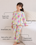 Girl wearing Anaario Trio Toned Florals Night Suit