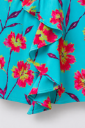 Girl wearing Anaario Turquoise Ruffle Floral Dress