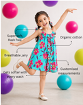 Girl wearing Anaario Turquoise Ruffle Floral Dress