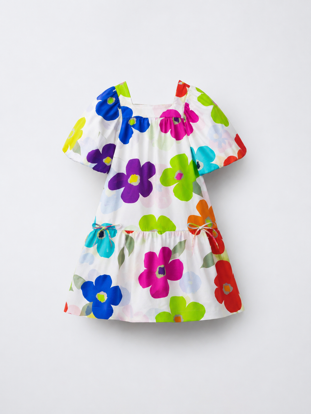 Girl wearing Anaario Big Bloom Puff Sleeve Dress