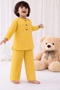 Girl wearing Anaario Yellow Cotton Co-ord Set