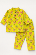 Girl wearing Anaario Yellow Floral Cotton Co-ord Set
