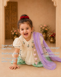 Ivory Bird Peplum Girls' Palazzo Set features
