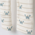 Green Crab & Gingham bamboo cotton baby sleepsuit — zip romper onesie detail