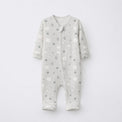 Green Crab & Gingham bamboo cotton baby sleepsuit — full-sleeve baby sleepsuit, zip onesie