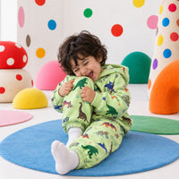 Green Dinosaur Hooded Jogger Set on boy by Anaario – winter kidswear