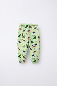 Green Dinosaur Hooded Jogger Set flat lay by Anaario
