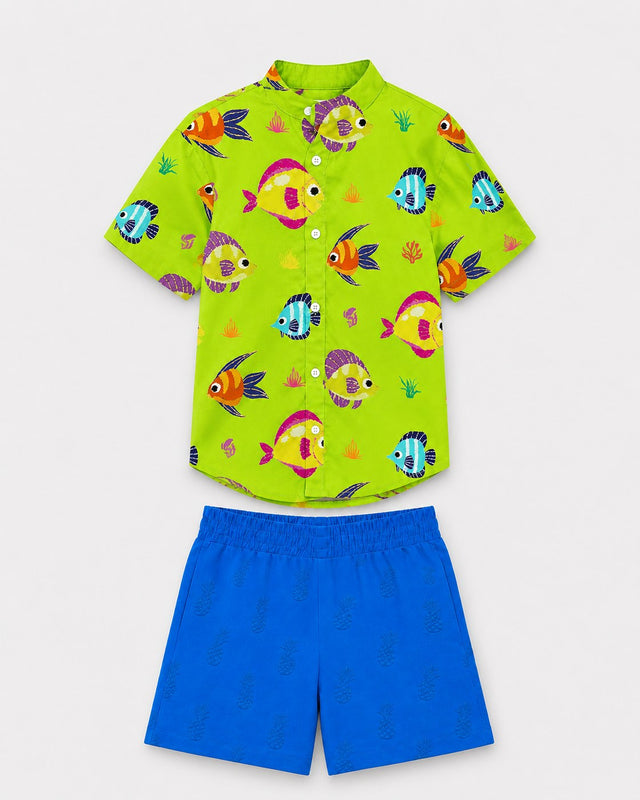 Anaario Green Fish & Blue Co-ord Set