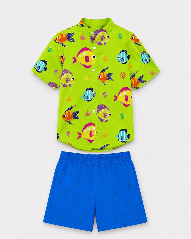 Anaario Green Fish & Blue Co-ord Set