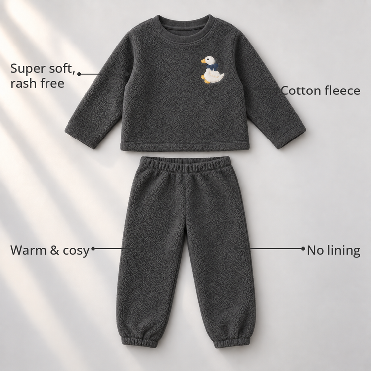 Grey Duck Fleece Set feature highlights by Anaario – super soft, warm cotton fleece, no lining
