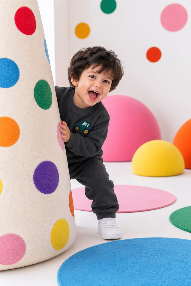 Grey Truck Fleece Set on child by Anaario – winter fleecewear