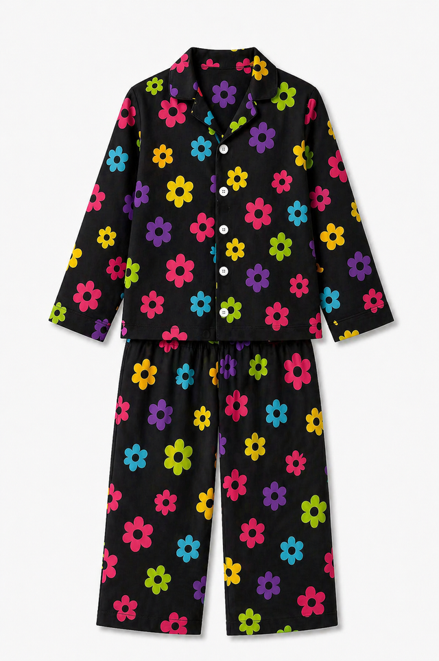 Girl wearing Anaario Groovy Bloom Night Suit