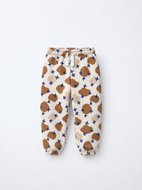 Brown-Beige Cross Hooded Barrel Pant Set flat lay by Anaario