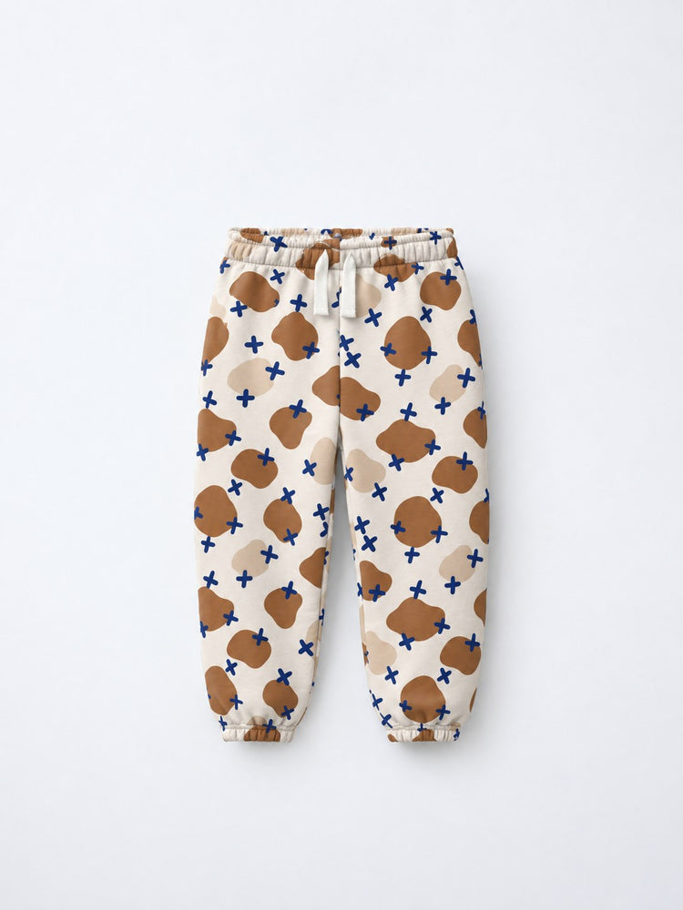 Brown-Beige Cross Hooded Barrel Pant Set flat lay by Anaario