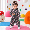 Pink & Grey Hearts Hooded Jogger Set on girl by Anaario – winter kidswear