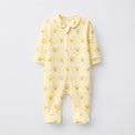 Happy Sunshine bamboo cotton baby sleepsuit — full-sleeve two-way zip romper onesie, front