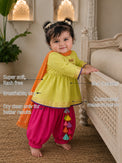 Lime Green Dragonfly Baby Patiala Salwar Set features