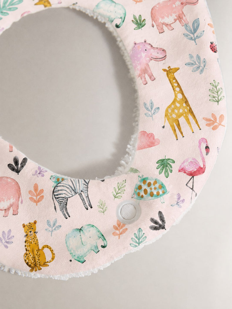 Hippopotamus bamboo baby bib — hippopotamus print, soft bamboo cotton