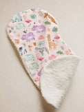 Hippopotamus bamboo baby burp cloth — soft bamboo cotton flatlay