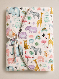 Hippopotamus bamboo baby changing mat — print detail