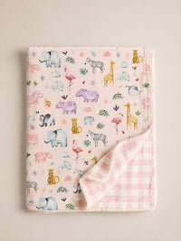Hippopotamus bamboo baby quilt — soft bamboo cotton flatlay