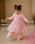 Baby Pink Parrot Girls' Angrakha Set features