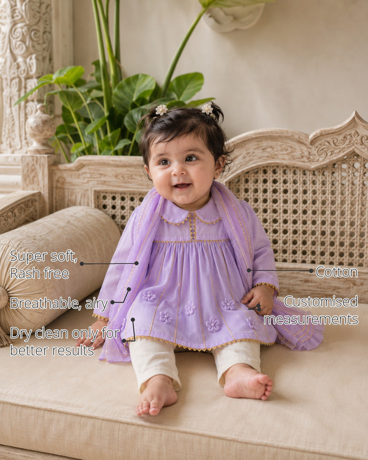Lilac Baby Anarkali Set features