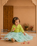 Lime Green Dragonfly Girls' Jacket-Lehenga Set features