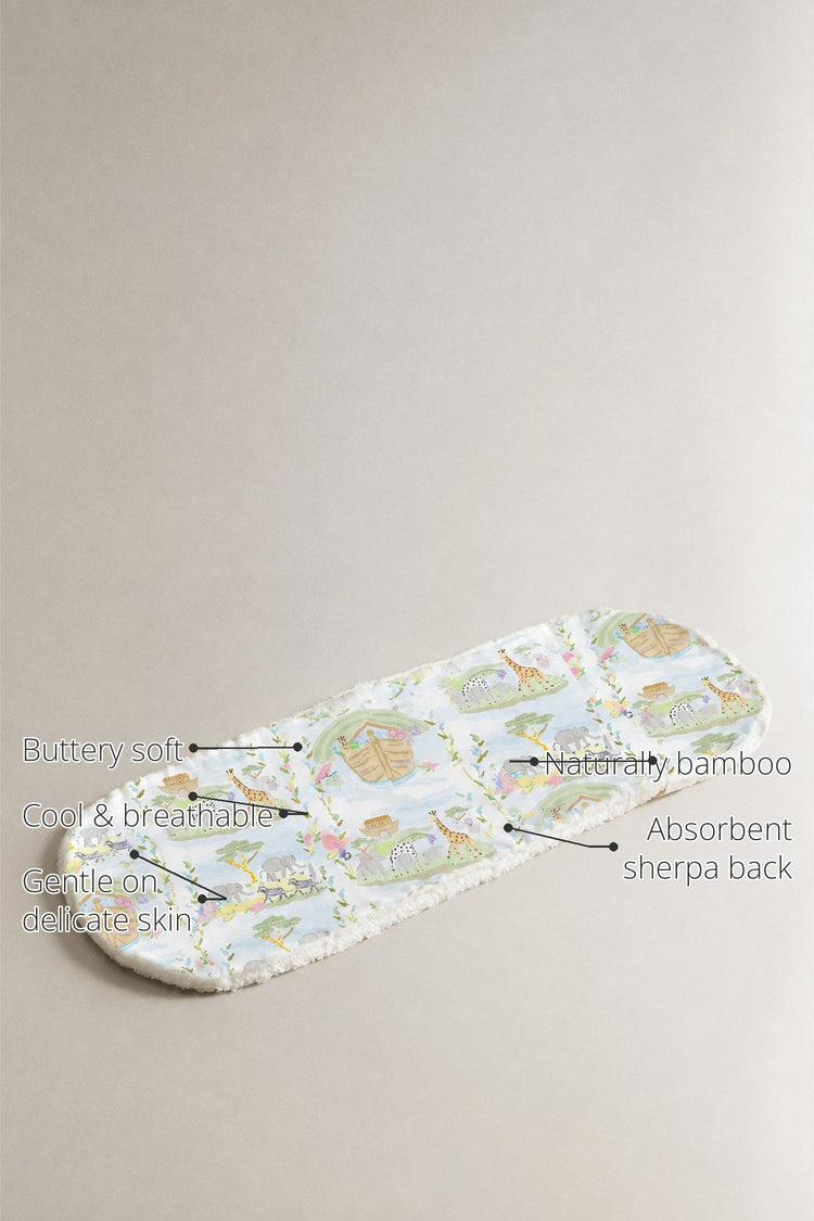 Noah's Ark Bamboo Baby Burp Cloth features