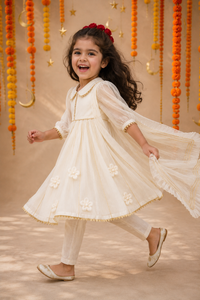 Indian Ivory Anarkali Set - Anaario - Image 7