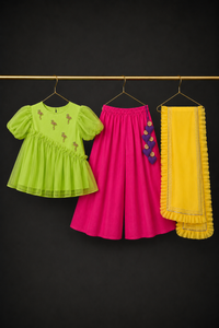 Indian Lime Flamingo Peplum Palazzo Set - Anaario - Image 2