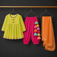 Indian Lime Green Dragonfly Patiala Salwar Set - Anaario - Image 2