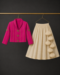 Indian Magenta Moon-Star Jacket-Skirt Set - Anaario - Image 2