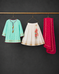 Indian Mint Bird Lehenga Set - Anaario - Image 2