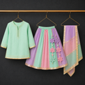 Indian Mint Lilac Pink Lehenga Set - Anaario - Image 2