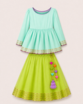 Indian Mint Peplum Lehenga Set - Anaario - Image 2