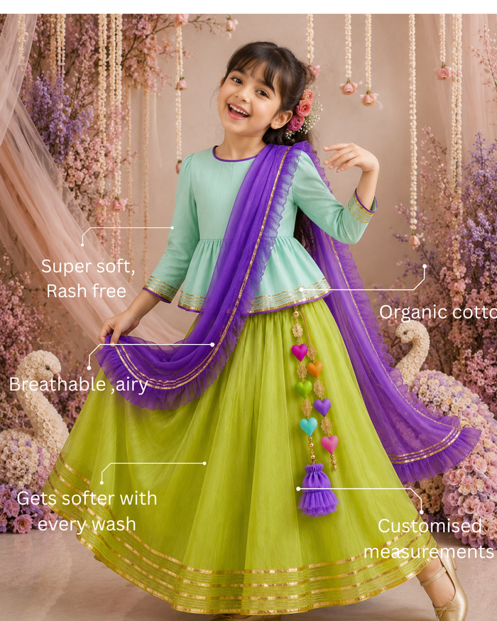 Mint Peplum Lehenga Set