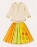 Indian Orange Green Yellow Lehenga Set - Anaario - Image 3