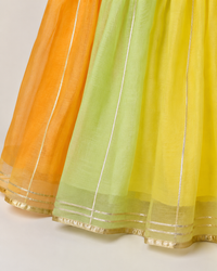 Indian Orange Green Yellow Lehenga Set - Anaario - Image 8