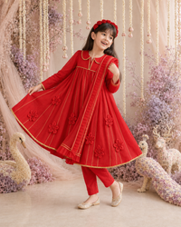 Red Anarkali Set