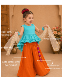 Teal Orange Palazzo Set