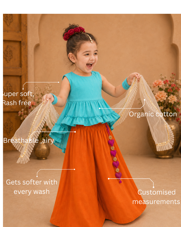 Teal Orange Palazzo Set
