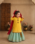Indian Yellow Dragonfly Lehenga Set - Anaario - Image 1
