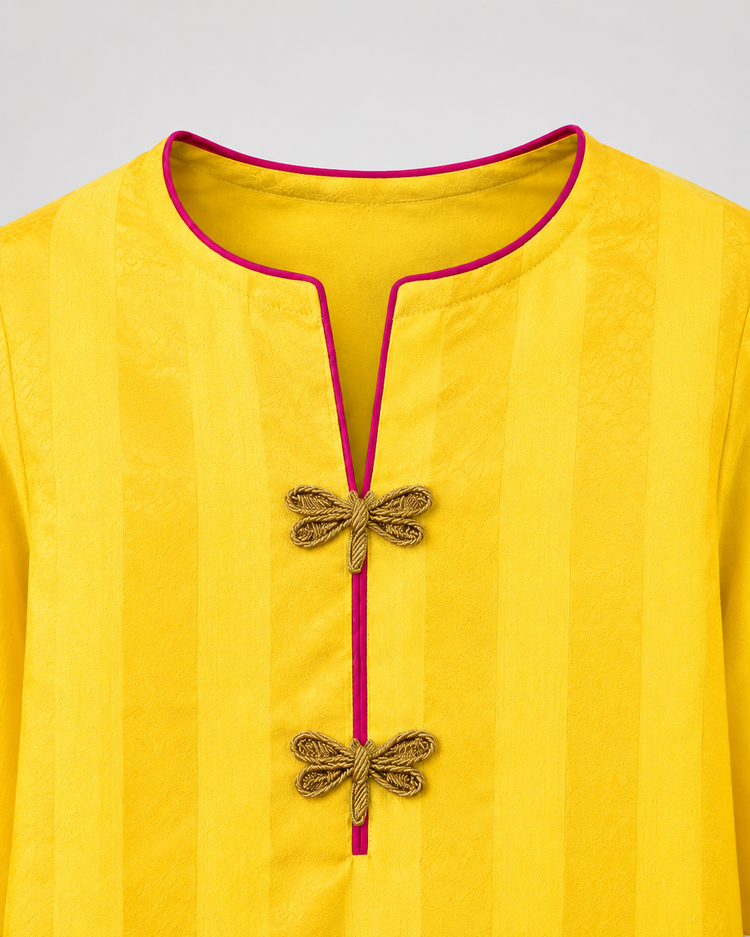 Indian Yellow Dragonfly Lehenga Set - Anaario - Image 6