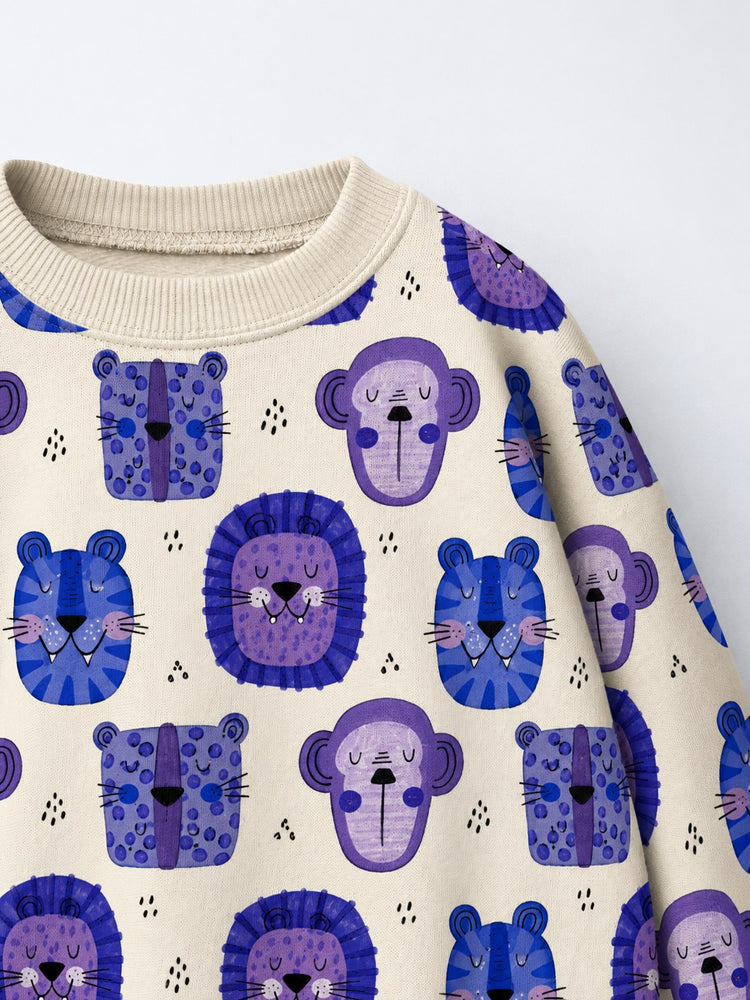 Blue Purple Lion Jogger Set flat lay by Anaario