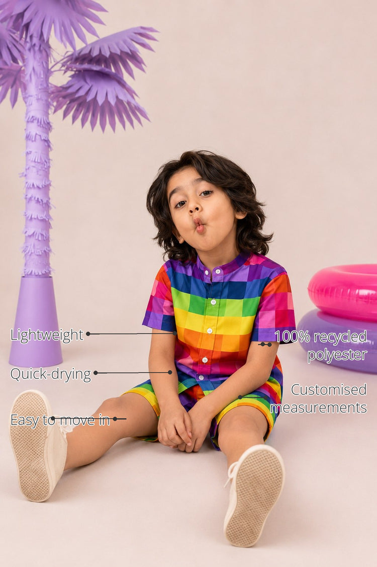 Multi Square Boys' Co-ord Set features