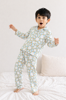 Ivory and Tangerine Poppy Raindrops Night Suit