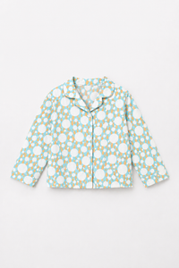 Boy wearing Anaario Ivory and Tangerine Poppy Raindrops Night Suit