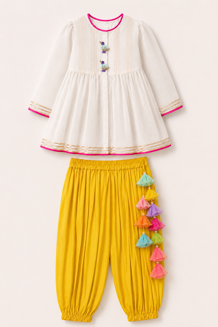 Indian Ivory Bird Patiala Salwar Set - Anaario - Image 3